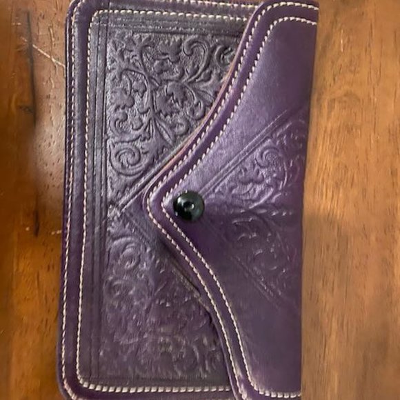 Handbags - Moroccan embossed leather purple small clutch